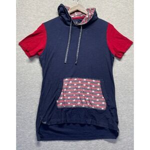 Company Eighty One Hoodie Womens Small Blue American Flag Stars High Low Slit